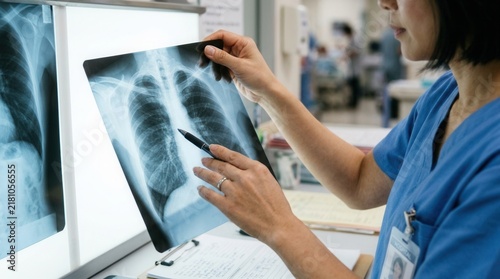 Medical Professional Examines Thorax X-Ray For Diagnosis And Treatment Plan