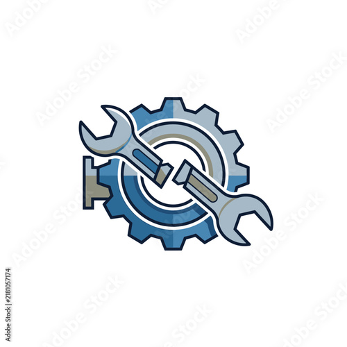 Industrial Gear and Wrench Tool Icon Design