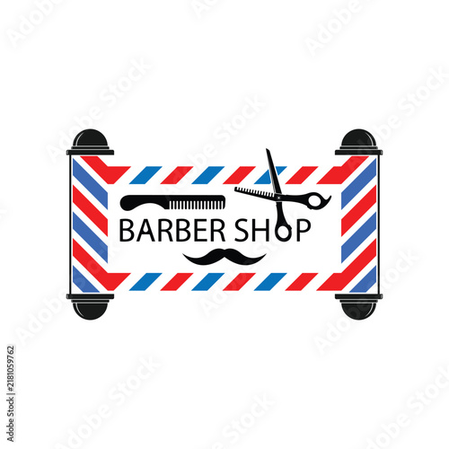barber shop logo design template on white background
