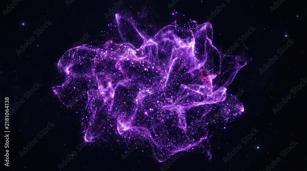Obraz premium Abstract Purple Nebula Particle Cloud in Deep Space