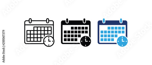 Canvas Print Calendar clock time management icon, schedule planning and deadline countdown symbol, time tracking date sign, organization graphic