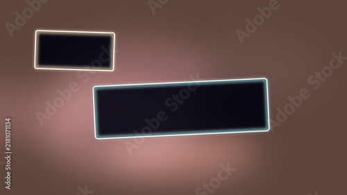 Bild auf Leinwand A thin neon rectangle and a smaller frame hover over a warm brown gradient, creating a cozy tech mood for dashboards, slides, and ad designs