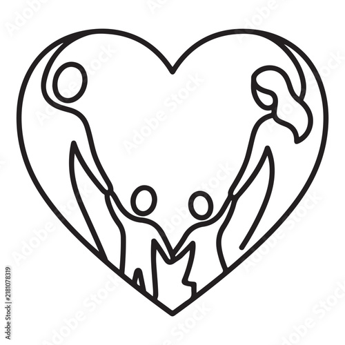 Line art family heart icon vector illustration