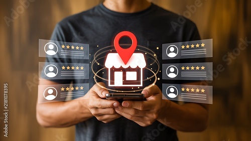 Real estate agent presenting property location and customer information on smartphone
