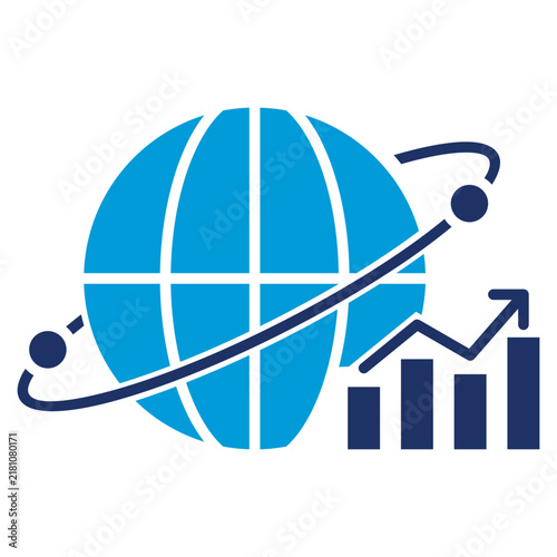Global Data Flat Blue Icon