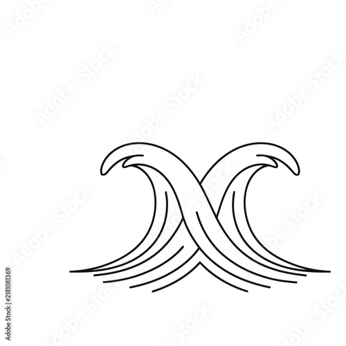 Two Intersecting Waves Line Art