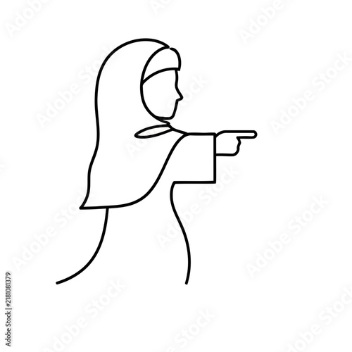 Woman in hijab pointing finger