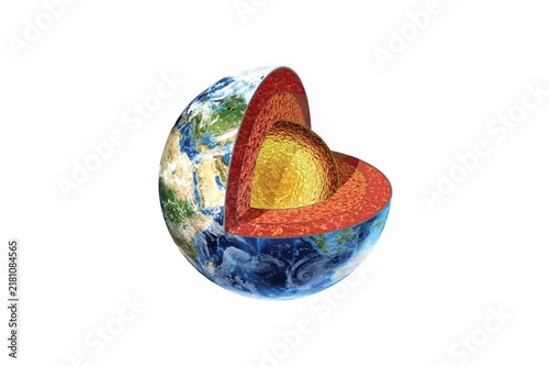 Cross section diagram of planet earth showing internal layers with internal