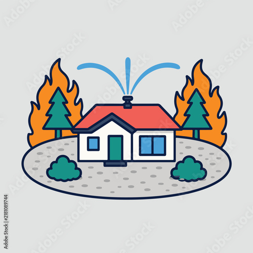 Wildfire Home Protection with Rooftop Sprinkler System