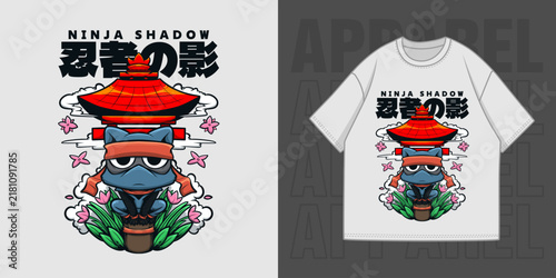 HAND DRAWING NINJA WARRIOR ILLUSTRATION T-SHIRT APPAREL PRINTING DESIGN