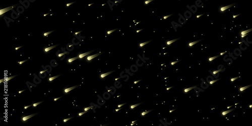 Comet streaks with glowing trails against a dark cosmic background during a meteor shower