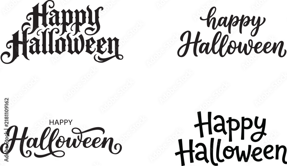 Fototapeta premium Happy Halloween text in black