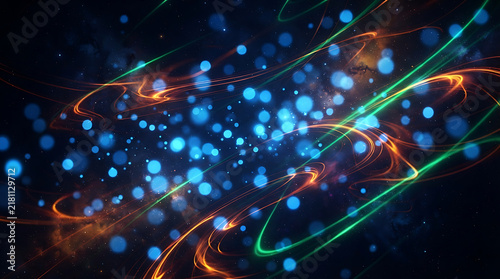 Colorful abstract network with glowing dots