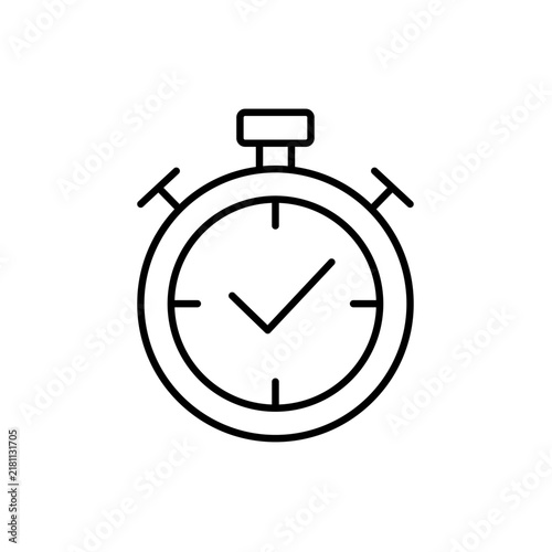 Stopwatch icon with check mark symbol representing task completion and time management