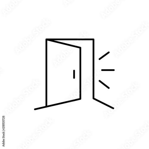Open door icon, vector illustration in simple line style