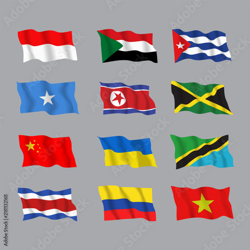  stock  set of flags from various countries
