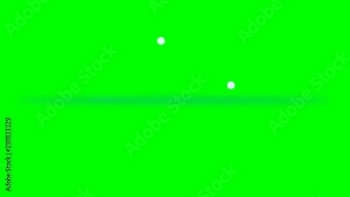 Abstract Glowing Energy Orbs Moving Along Horizontal Light Beam on Green Screen.