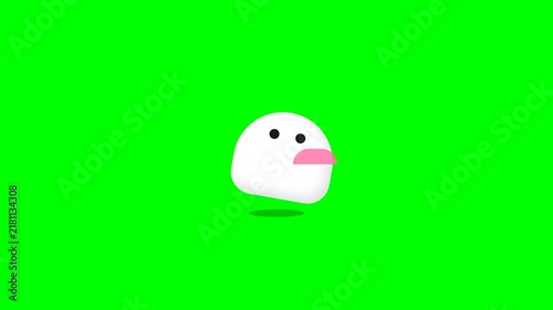 Cute White Blob Character Animation on Green Screen.