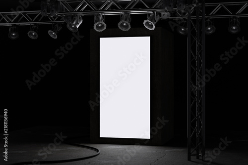 Tall LED screen with stage lighting for mockup template