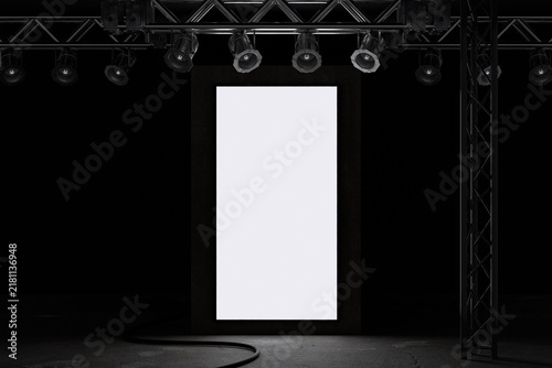 Vertical LED display with truss lighting for mockup template