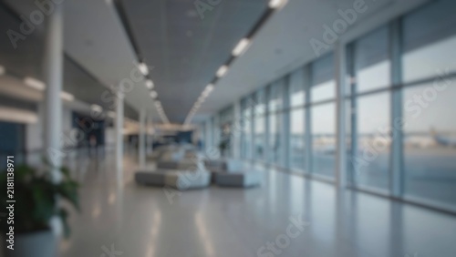 Defocused Empty Airport Hall Background