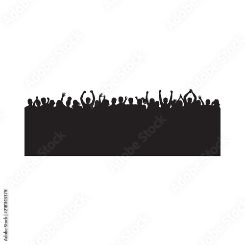 Crowd silhouette against white background a black shape of people