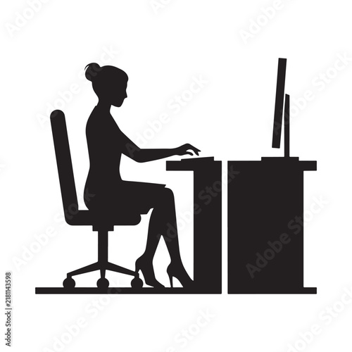 Office worker silhouette against a white background simple graphic design