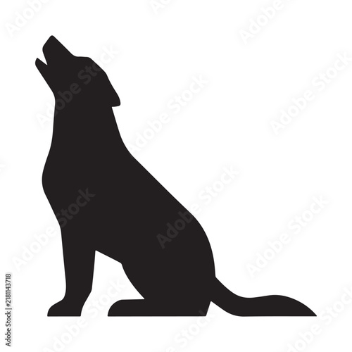 Wolf Silhouette Against A White Background Minimalist Animal Shape