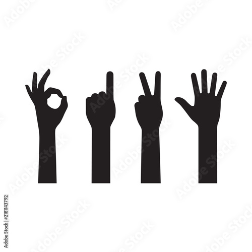 Hand Gesture Silhouettes On White Background arms