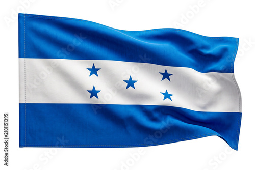 Konstfotografi Waving flag of honduras with five blue stars on a white stripe background