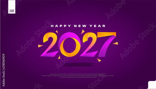 Happy New Year 2027 Colorful Celebration Banner on dark Background Vector