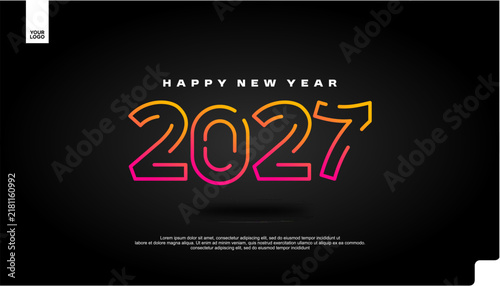 Happy New Year 2027 Colorful Celebration Banner on dark Background Vector