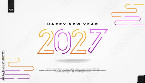 Happy New Year 2027 Colorful Festive Banner on White Background Vector