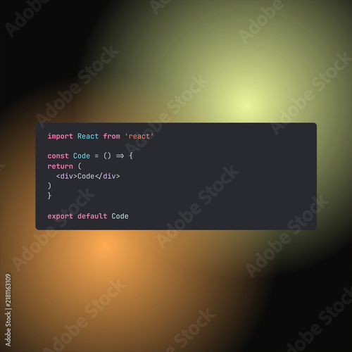 React Code Snippet Displayed Against a Colorful Blurred Background