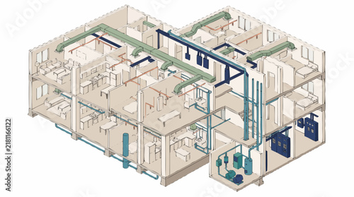 Industrial Mechanical Pipeline System Layout.