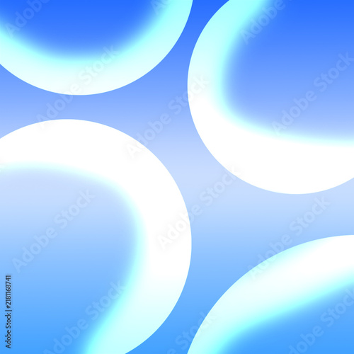 Bild auf Leinwand A vibrant blue gradient background features several large, soft, glowing white and light blue abstract circular shapes, creating a modern and ethereal visual effect