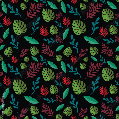 Colorful tropical leaf pattern background