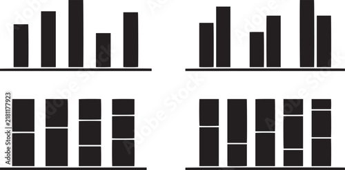 Bild auf Leinwand Bar graph silhouettes on a white background representing data visualization and