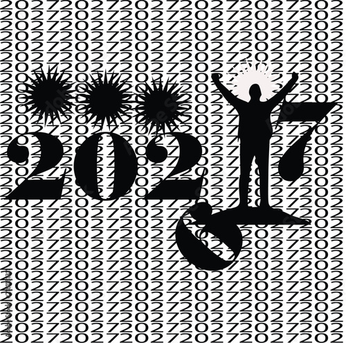 2027 New Year goal victory silhouette vector illustration