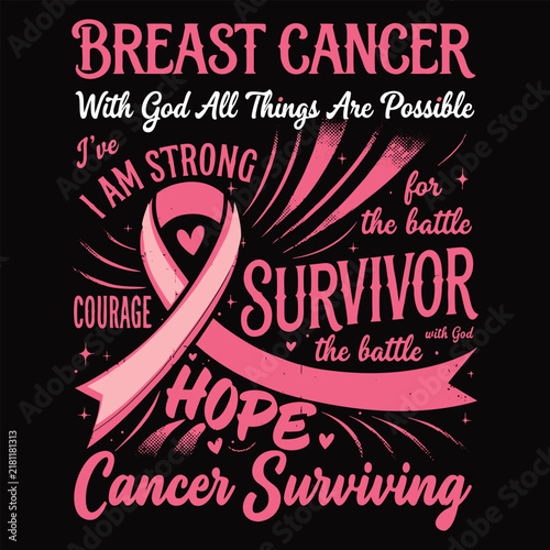 Breast Cancer Survivor awareness typography quote vector illustration