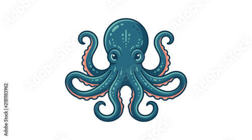 Detailed dark blue octopus vector graphic