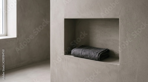 Microcement bathroom niche