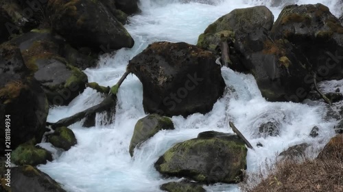 water flowing over rocks