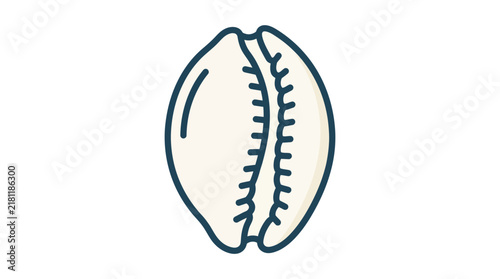 Stylized cowrie shell icon with blue details