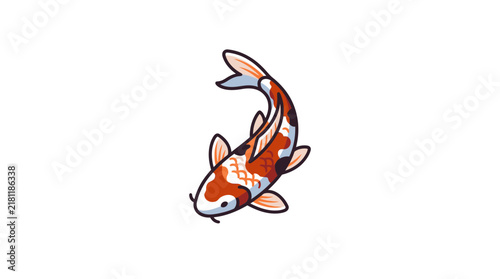 Stylized koi fish jumping on a white background.