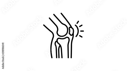 Stylized line art depicting human knee joint pain.
