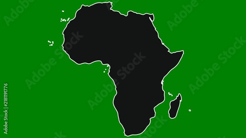 Africa continent map silhouette on green background for travel and geography concepts
