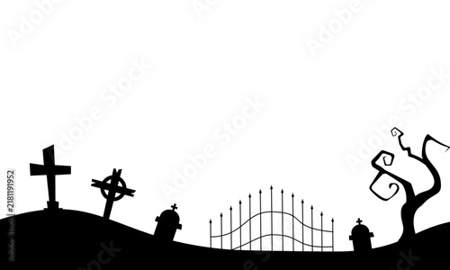 Spooky Halloween Graveyard Landscape Silhouette