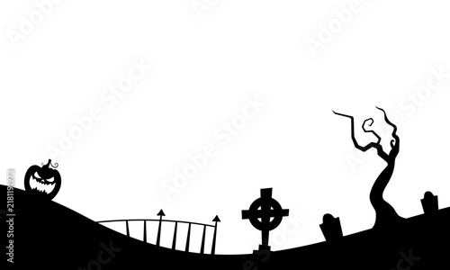 Spooky Halloween Graveyard Landscape Silhouette