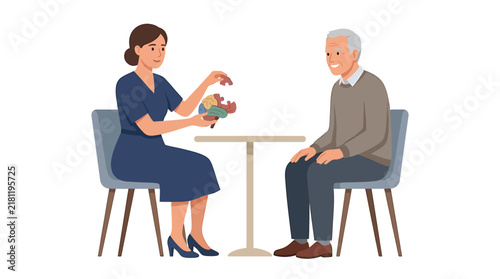 Geriatric Psychiatrist Using Brain Puzzle for Cognitive Stimulation